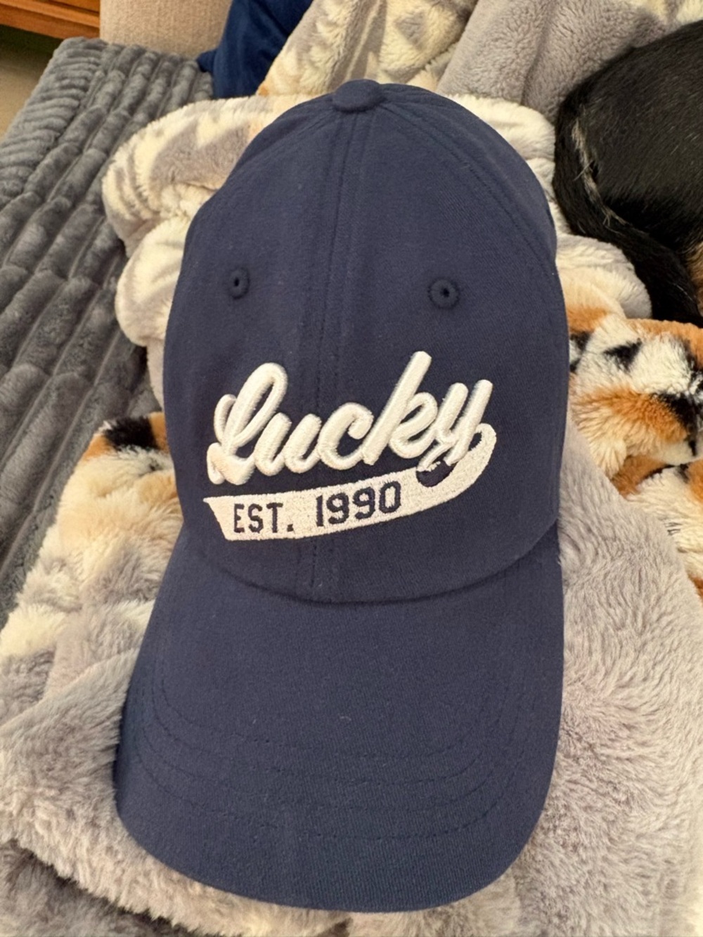 Lucky Brand Navy Blue Embroidered 'Lucky EST. 1990' Baseball Cap